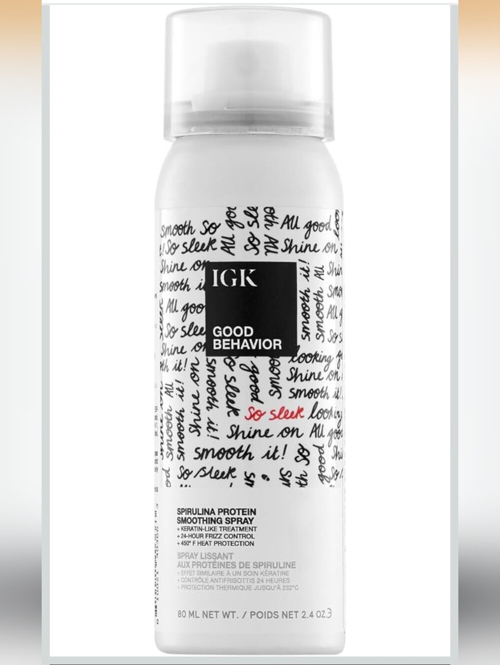 IGK Good Behavior Spirulina Protein Smoothing Spray Travel Size 2.4 oz New